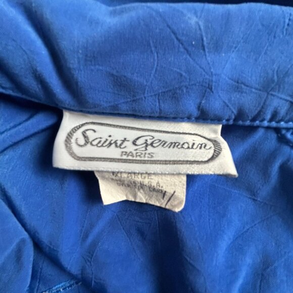 Vintage Saint Germain Paris Women Blue Embroidered Jacket Pants Two-Piece Set XL - Picture 3 of 16
